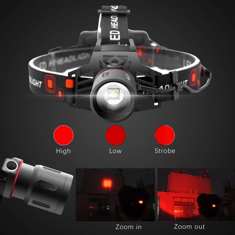 WINDFIRE New Brightest Red Light Hunting Headlamp Zoomable 3 Modes Bright Head Lamp Rechargeable Waterproof Headlight for Coyote Hog Varmint, Astronomy, Aviation - Image 5